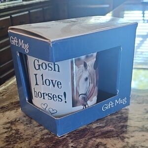 Gosh I Love Horses! White Ceramic Gift Mug